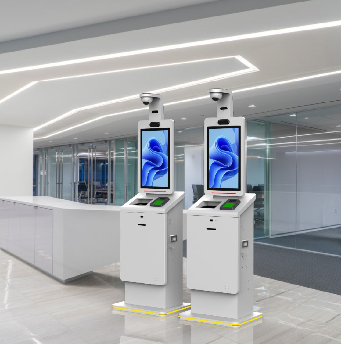 Quiosque de autoatendimento para check-in no Aeroporto LKS 1