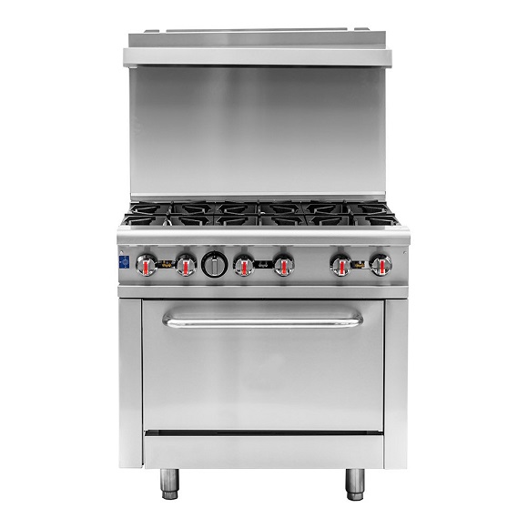 Fogão a gás comercial Kaesid RGR36 com 6 queimadores e forno | Fogão para cozinhas de restaurante 2