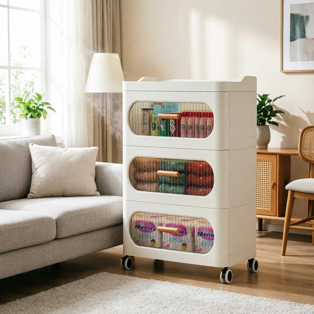HongXing Wide Clear Storage Tower 3–7 Tiers Beige PP | Factory Direct 3