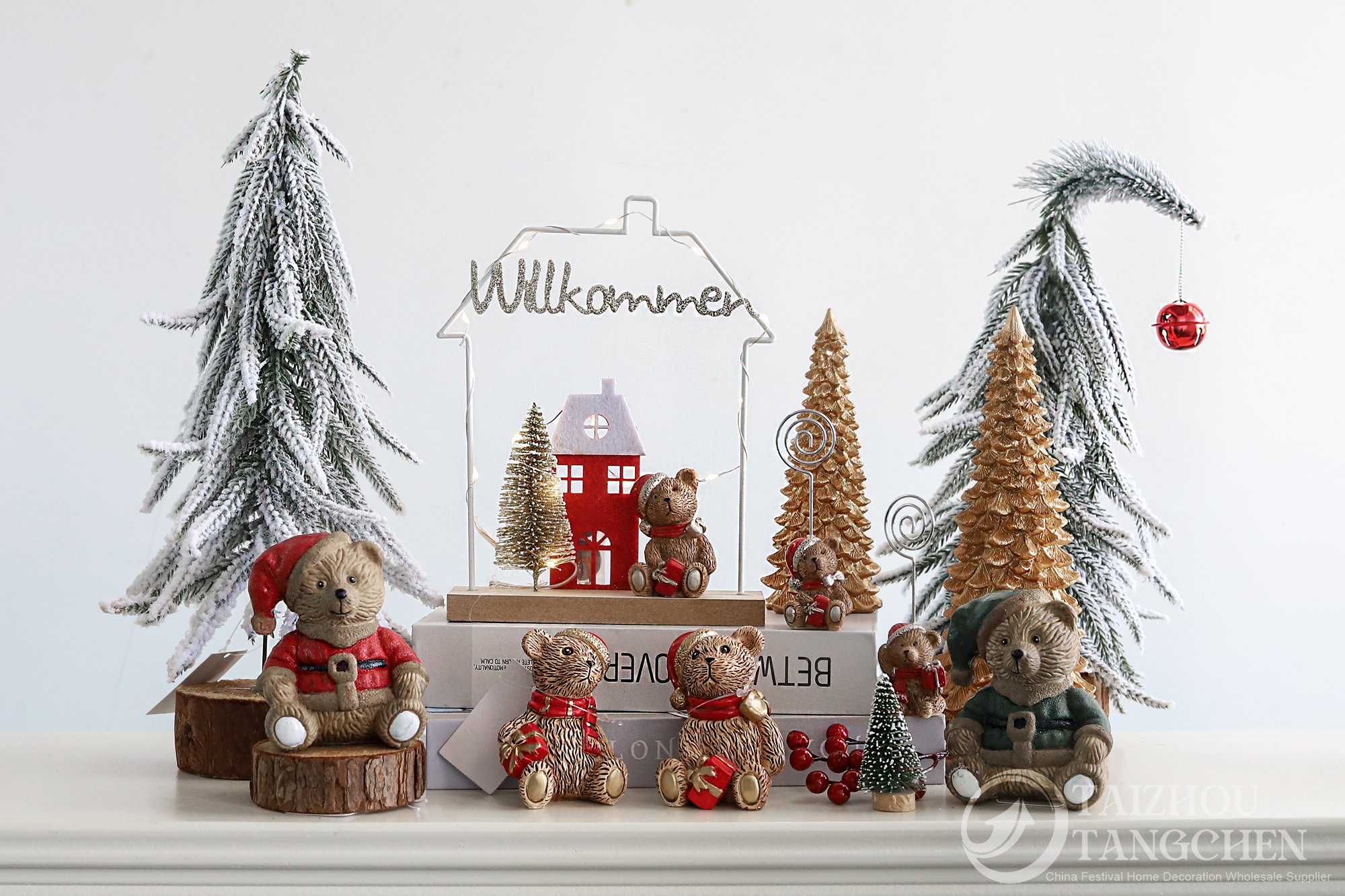 Colección de decoración navideña nórdica | Adornos de mesa navideños de cuento de hadas invernal