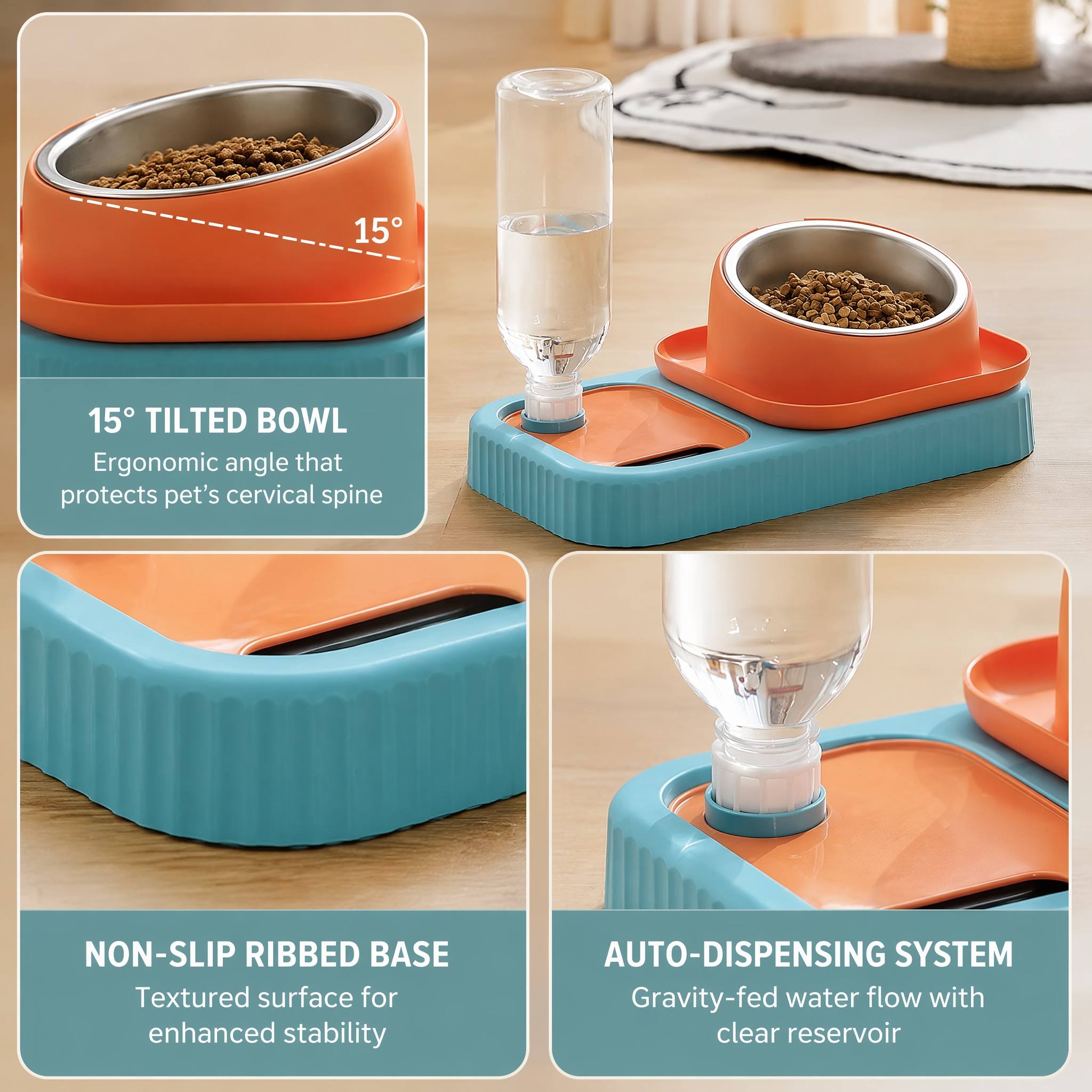 ROADREIGN-Removable PP Material Pet Feeding Food Water Bowl Slow Feeder Dog Bowls 3