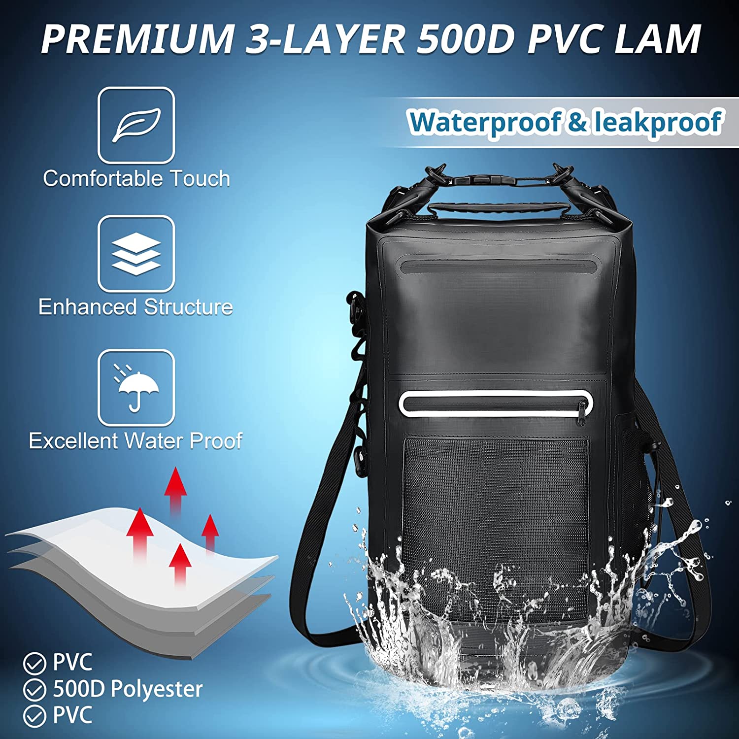 Custom Logo 10L/20L Waterproof Bike Bicycle Sport Camping Backpack Swimming Diving Floating Dry Bag 3