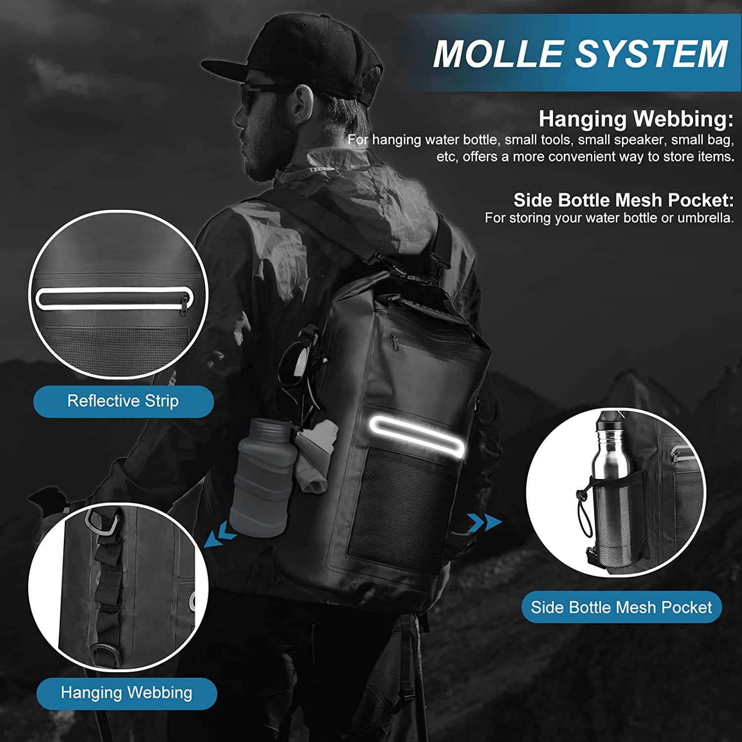 Custom Logo 10L/20L Waterproof Bike Bicycle Sport Camping Backpack Swimming Diving Floating Dry Bag 7