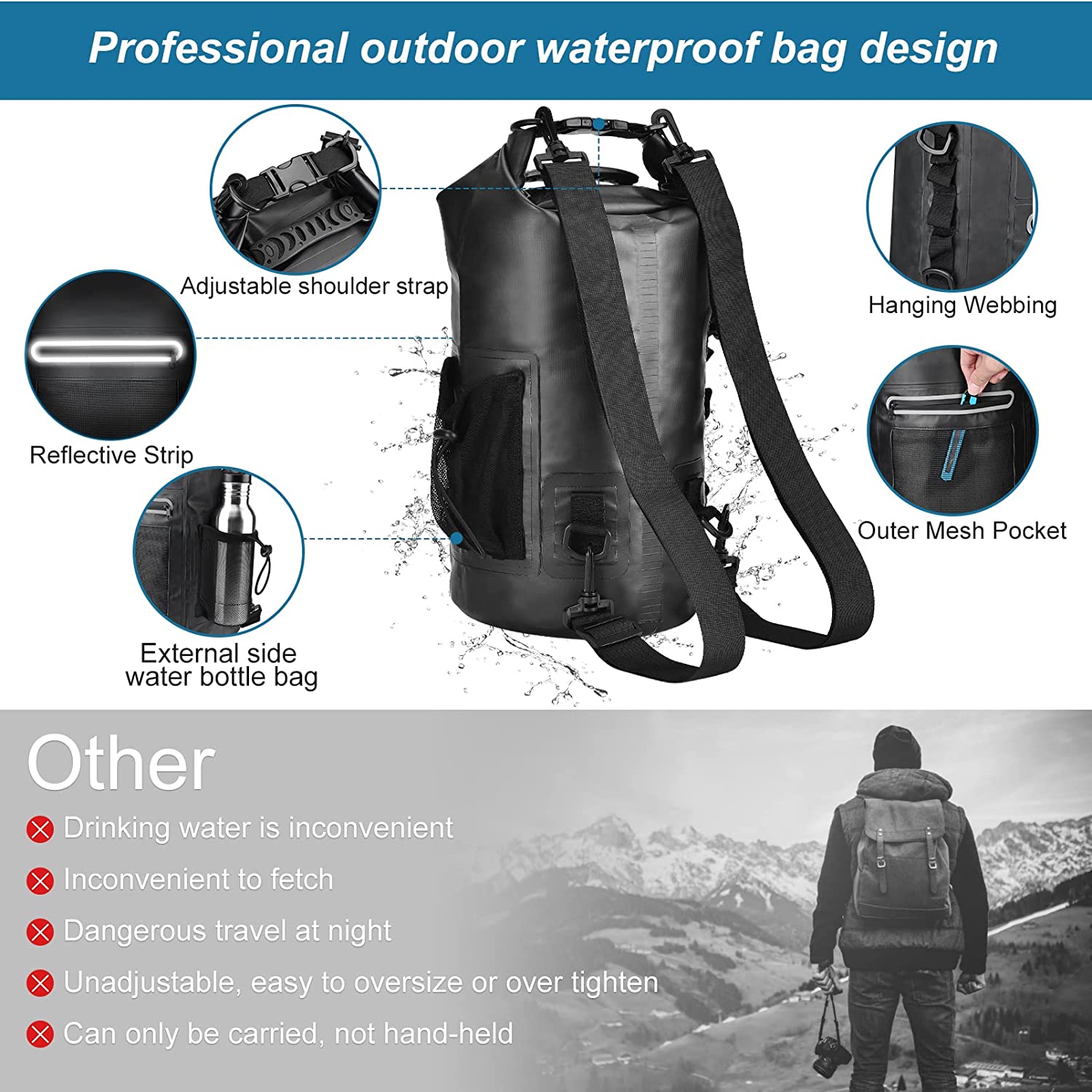Custom Logo 10L/20L Waterproof Bike Bicycle Sport Camping Backpack Swimming Diving Floating Dry Bag 5