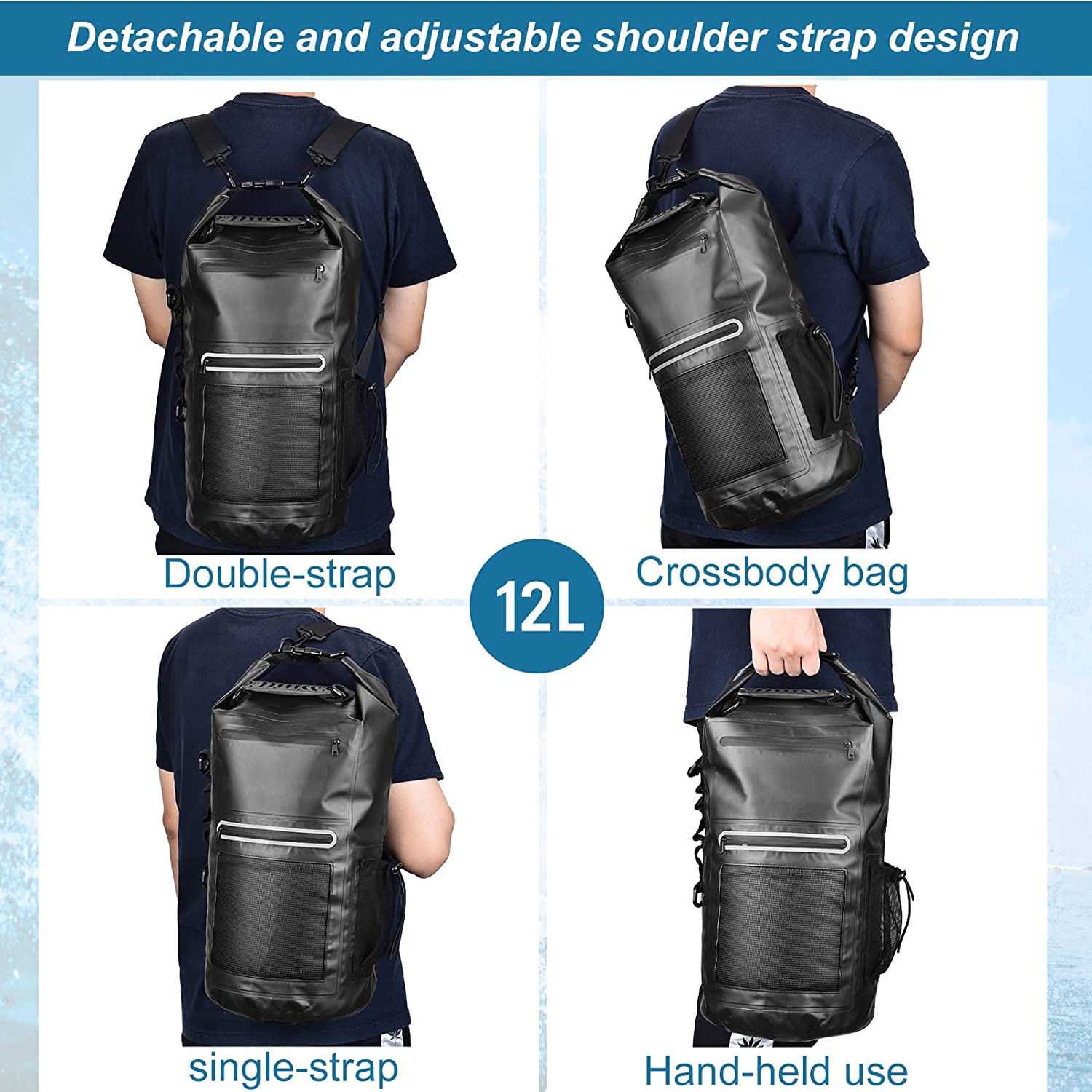 Custom Logo 10L/20L Waterproof Bike Bicycle Sport Camping Backpack Swimming Diving Floating Dry Bag 6