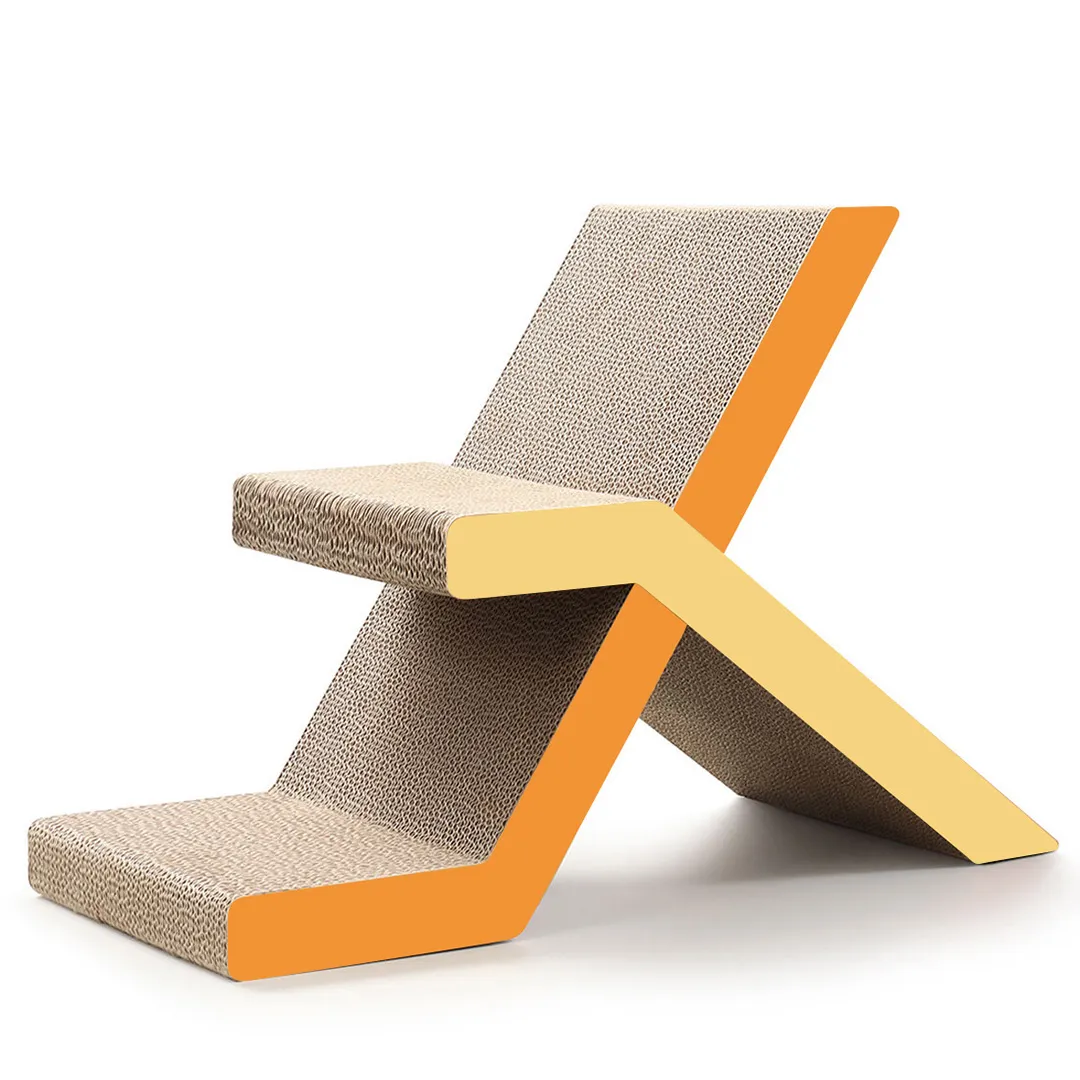 High Quality Custom X-Shaped Interlock Color-Block Cat Scratcher, Model ZB-0169 1