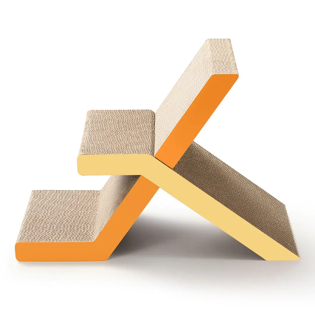 High Quality Custom X-Shaped Interlock Color-Block Cat Scratcher, Model ZB-0169 2