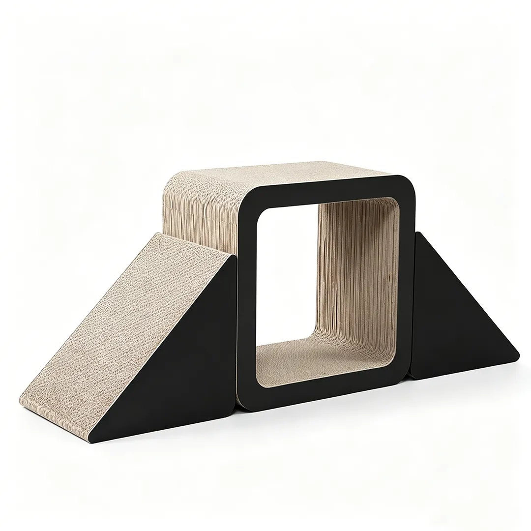 Premium Custom Minimalist Black Geometric Cat Scratcher House ZB-0177