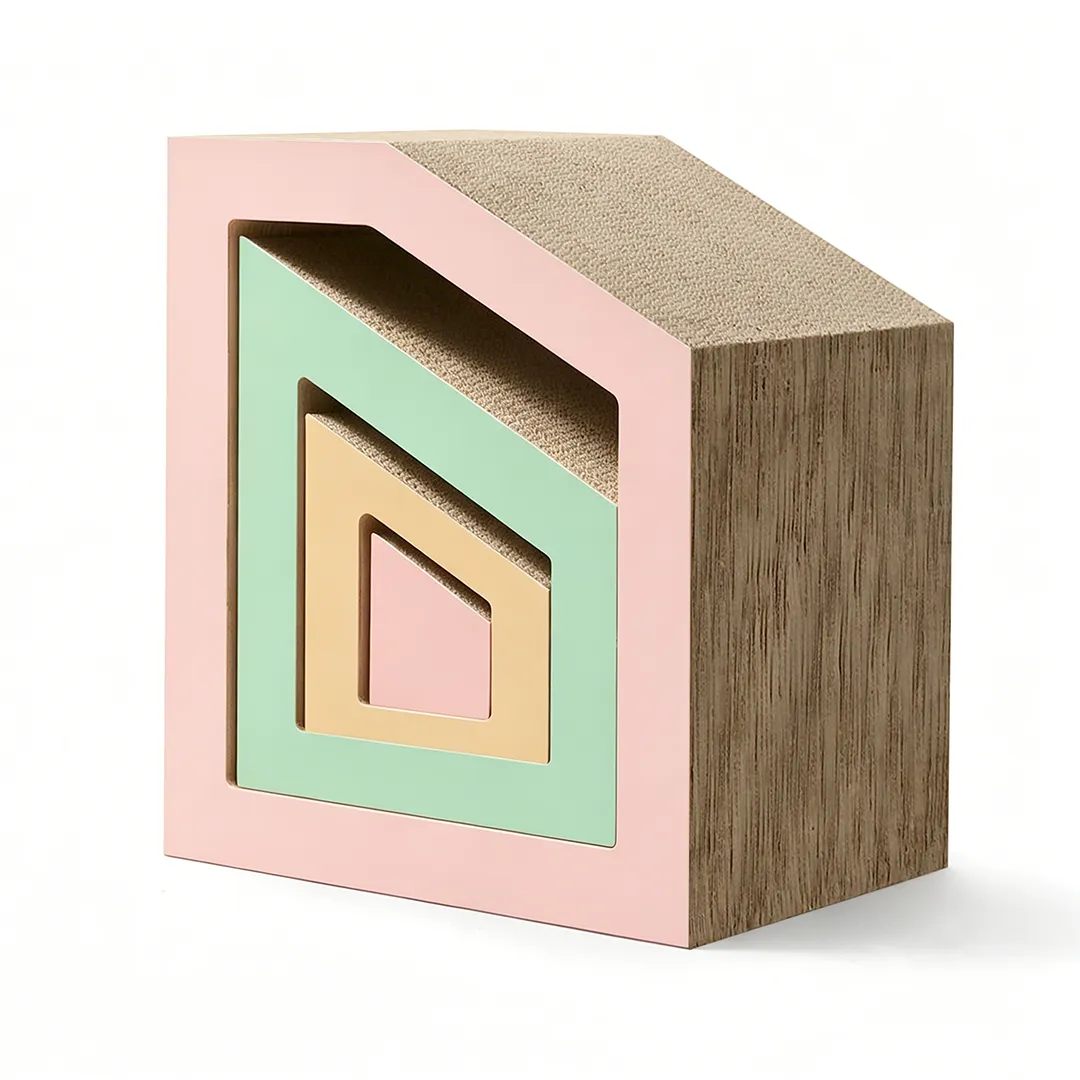 Custom High-Quality 4-in-1 Nestable Cat Scratcher House ZB-0184 2