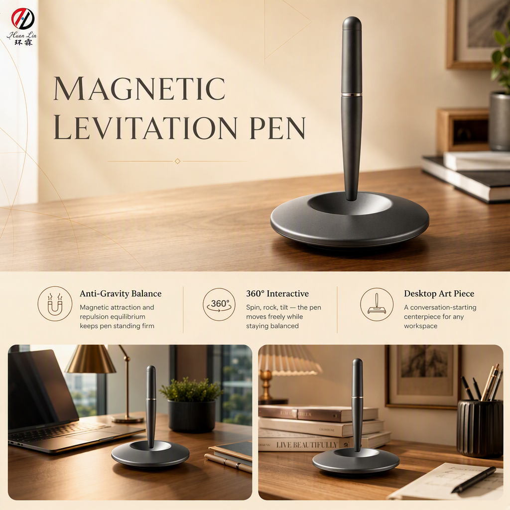 Magnetic Levitating Pen Anti-Gravity Floating Ballpoint Pen with Base 360° Rotating Desk Decor Cool Office Gadget Executive Gift 2