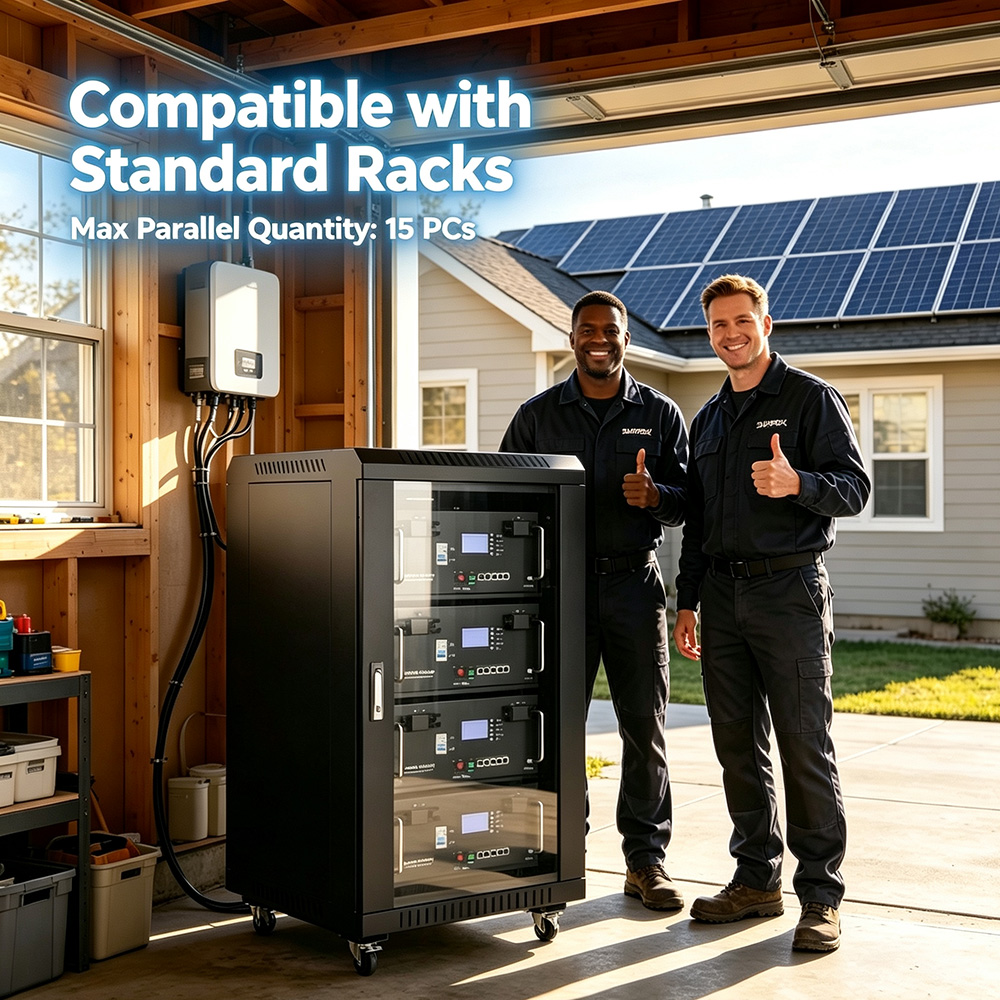 Batería de almacenamiento de energía solar para montaje en rack de 51,2 V, 100 Ah y 5,12 kWh 3