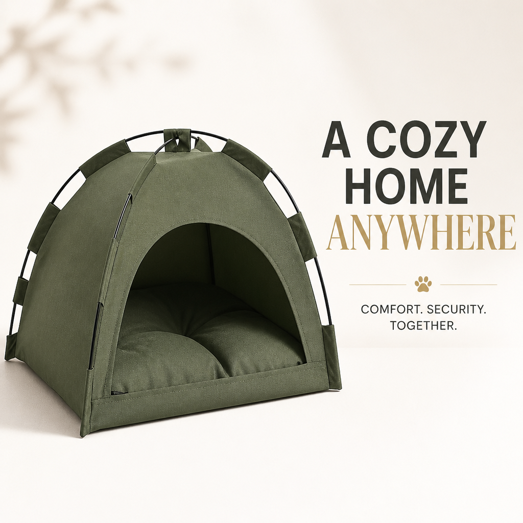 ROADREIGN - Tente pliable pour animaux de compagnie — Nid douillet en forme de dôme pour chats et petits chiens, en polyester respirant toutes saisons avec coussin rembourré, se plie à plat pour les voyages 1