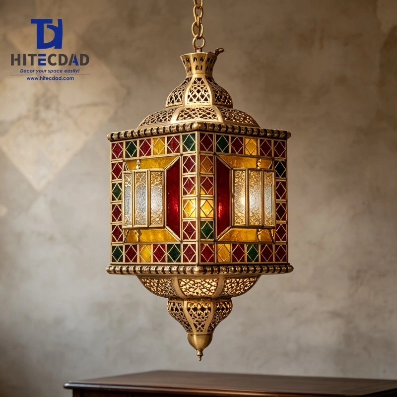 Vintage Multi-Color Brass Lantern, Ornate Pendant for Artistic Interiors HTD-IPM90050-450-1 1