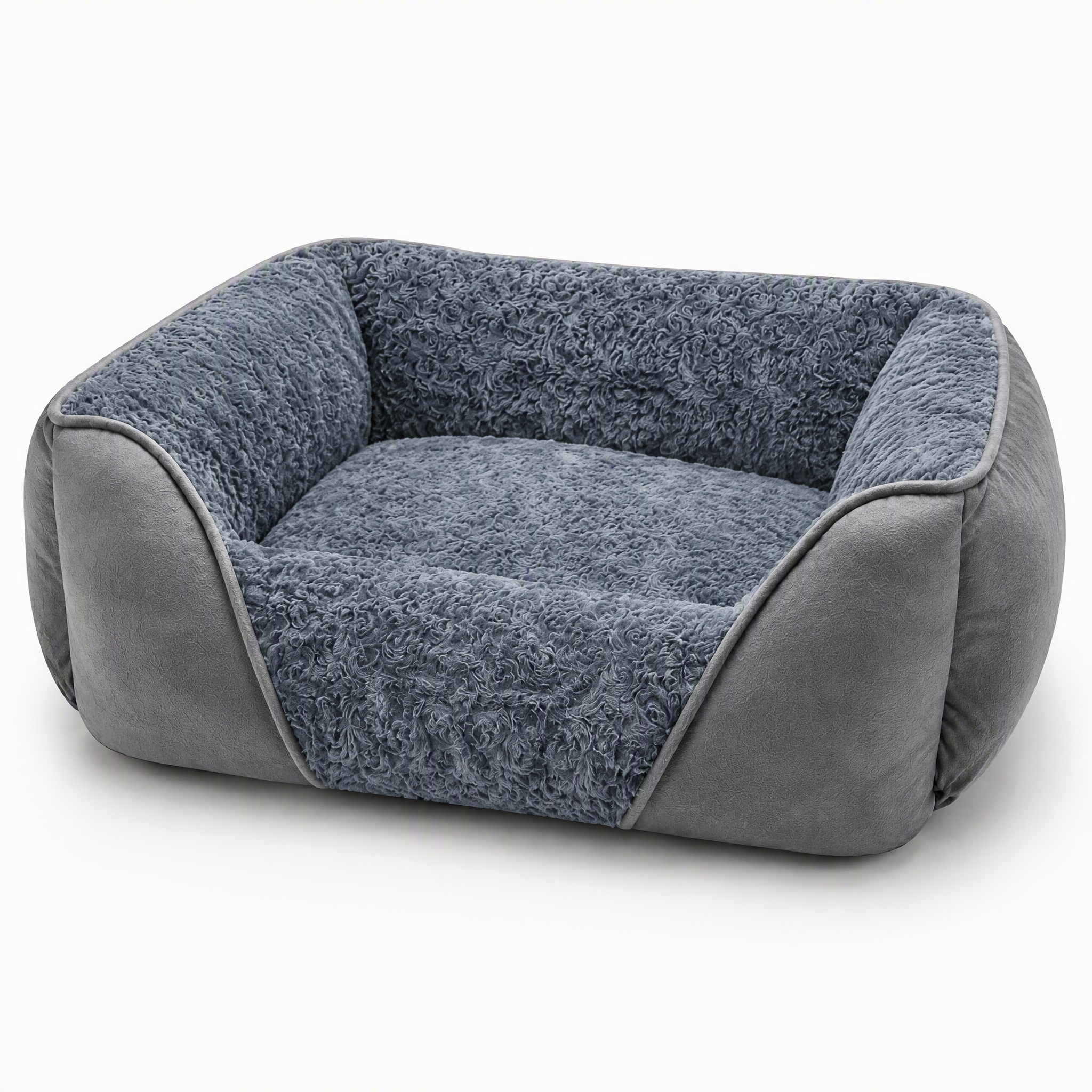 ROADREIGN High-Fence Sofa Pet Bed for Dogs & Cats — Rose-Swirl Plush Bolster Nest with Cozy Suede Shell & Thick PP-Cotton Fill, Head-Supporting High Walls, Non-Slip Machine-Washable 5