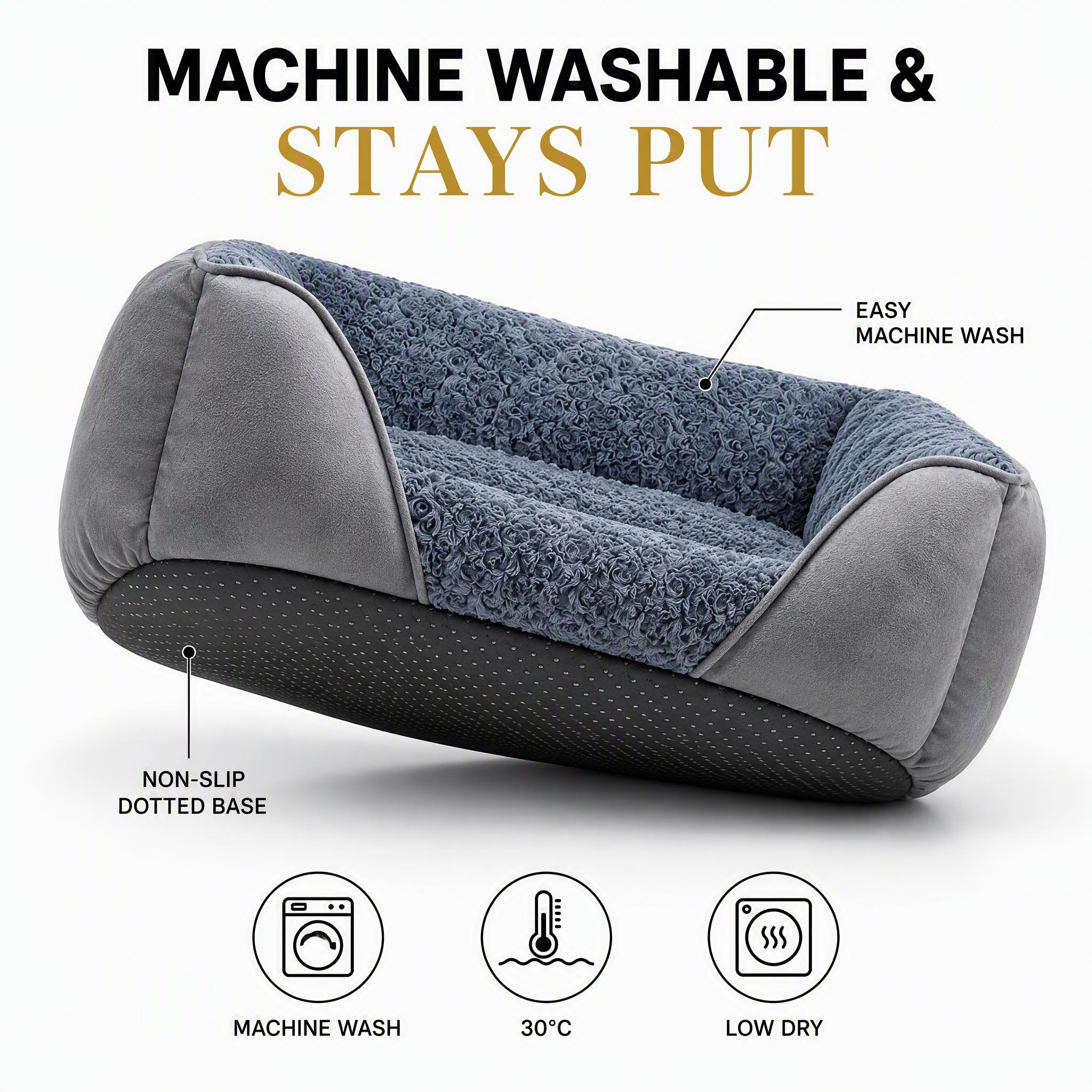 ROADREIGN High-Fence Sofa Pet Bed for Dogs & Cats — Rose-Swirl Plush Bolster Nest with Cozy Suede Shell & Thick PP-Cotton Fill, Head-Supporting High Walls, Non-Slip Machine-Washable 9