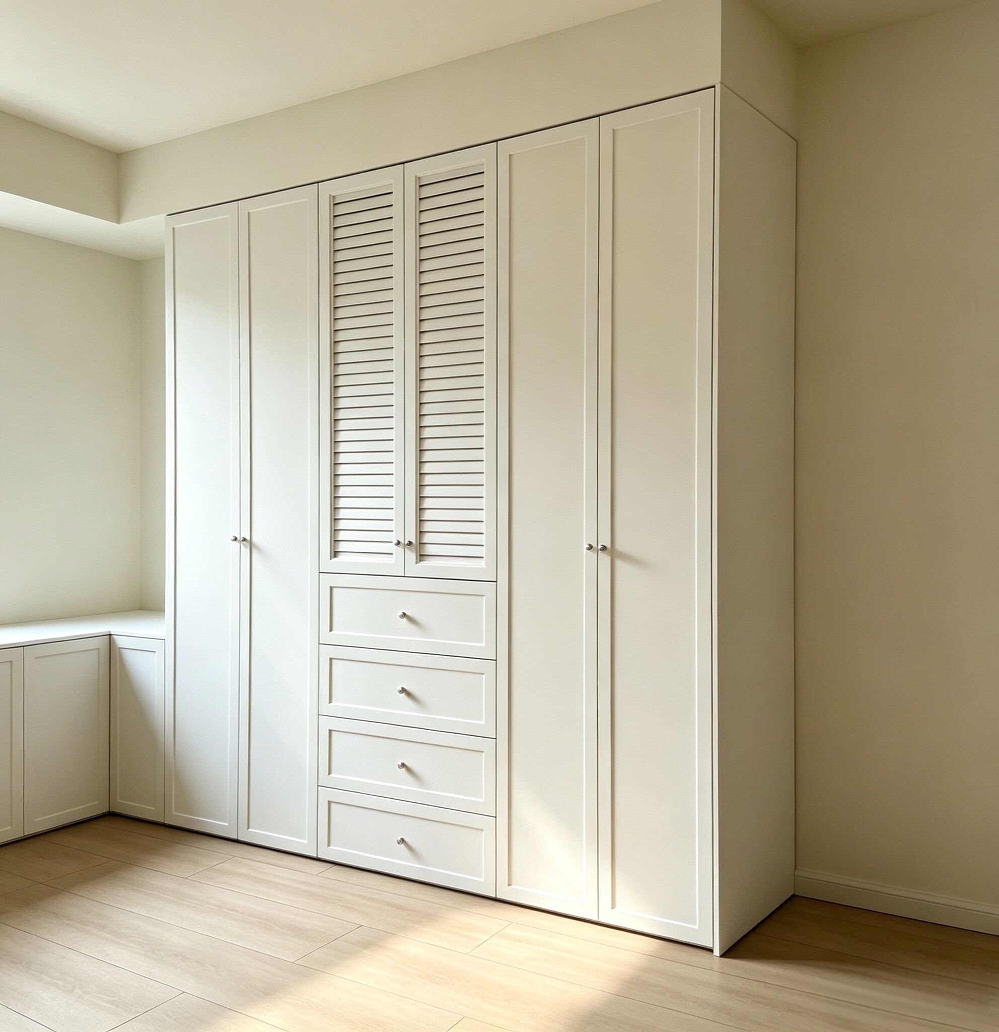 wardrobe with louvered door side view