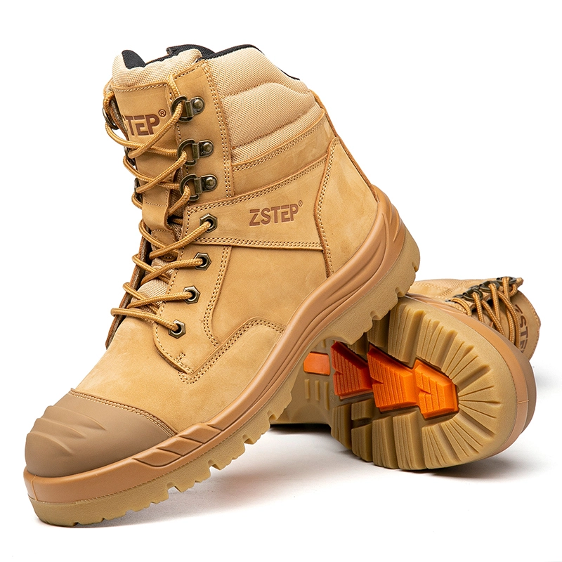 High cut nubuck leather side zip steel toe boots 1