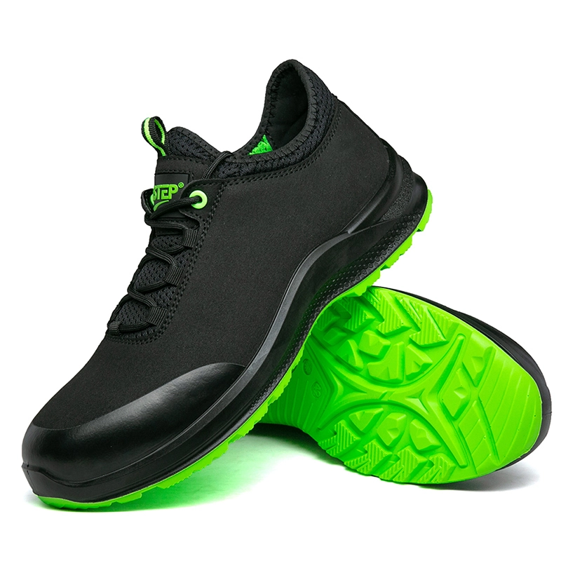 Black low cut breathable sports safety shoes with steel toe 1