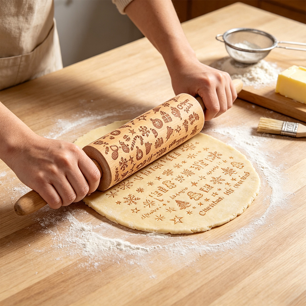 Mattarello in legno di alta qualità, fornitore di utensili da cucina in legno massello personalizzati 6