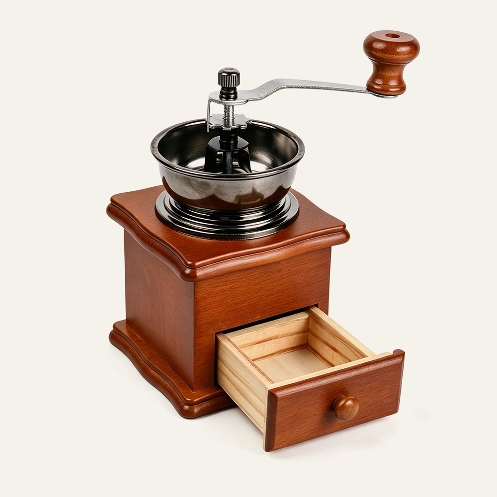 Handkaffeemühle, Vintage-Holz, Handkurbelmühle, Großhandelshersteller