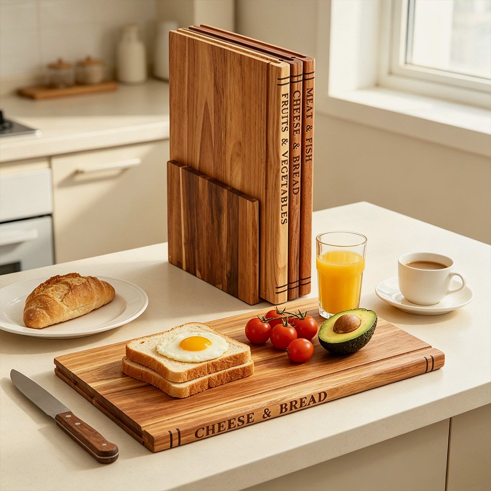Schneidebrett-Set aus Akazienholz – Geschenkidee, Großhändler 4
