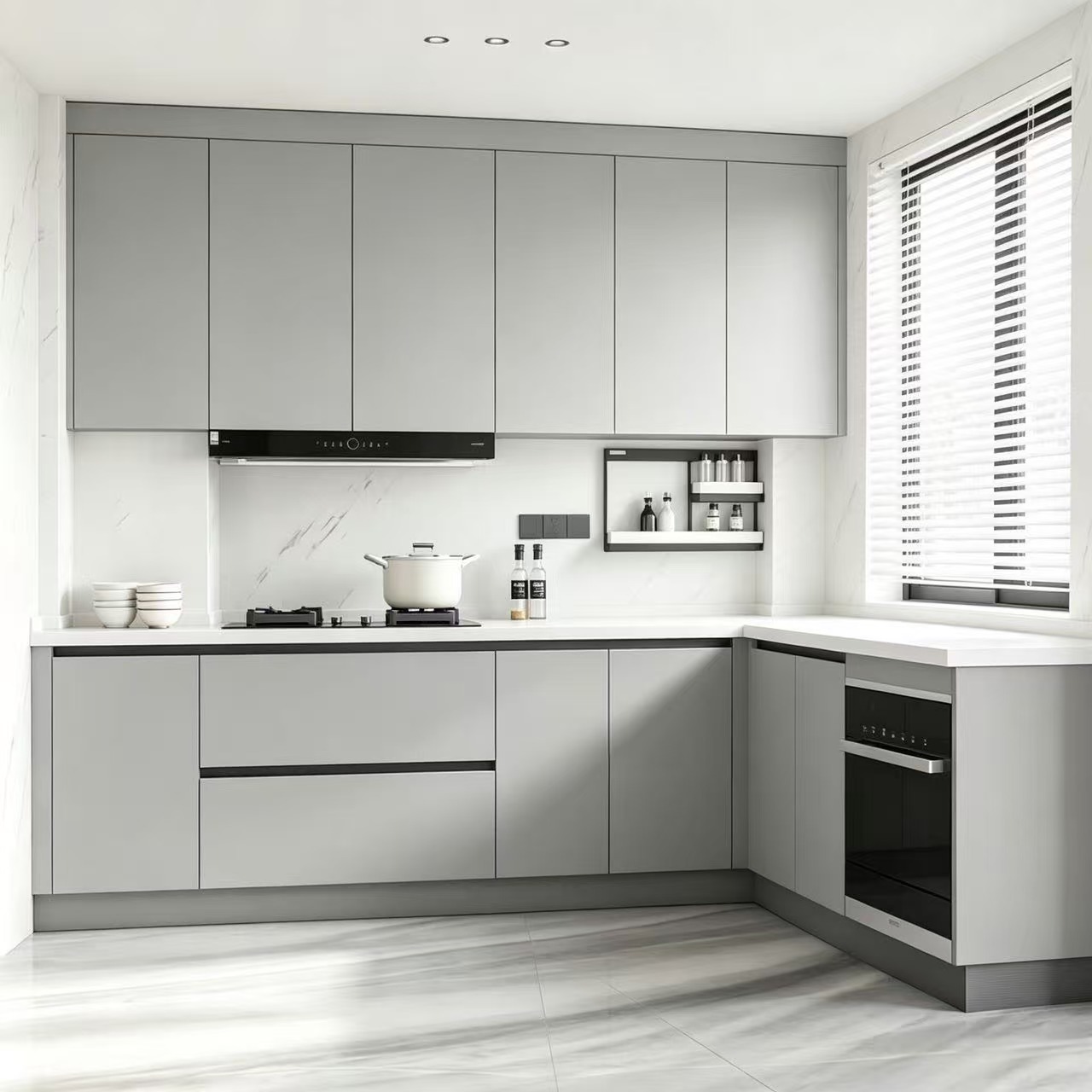 modern melamine gray kitchen cabinet