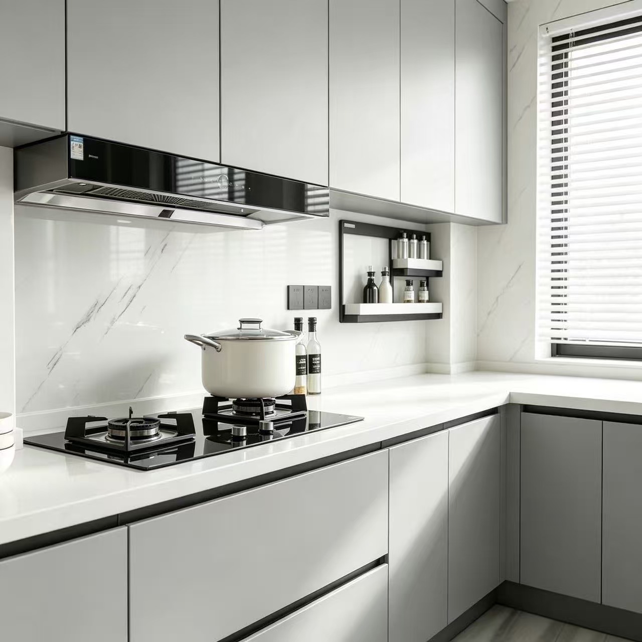 modern melamine gray kitchen cabinet base and wall cabinet