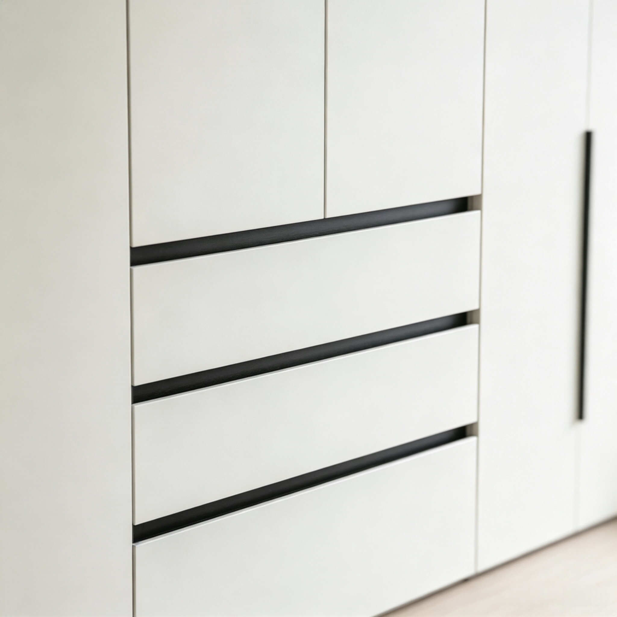 white malemine wardrobe with 3 drawers 