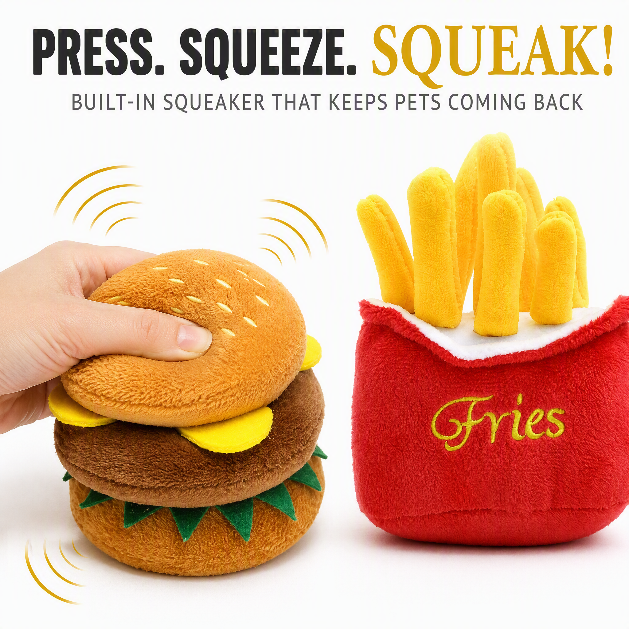 ROADREIGN Juguetes de peluche chirriantes para cachorros y perros pequeños: más de 100 estilos resistentes a las mordeduras: frutas, comida rápida y animales de pana con chirriadores incorporados, alivio de la dentición y cura del aburrimiento, 3