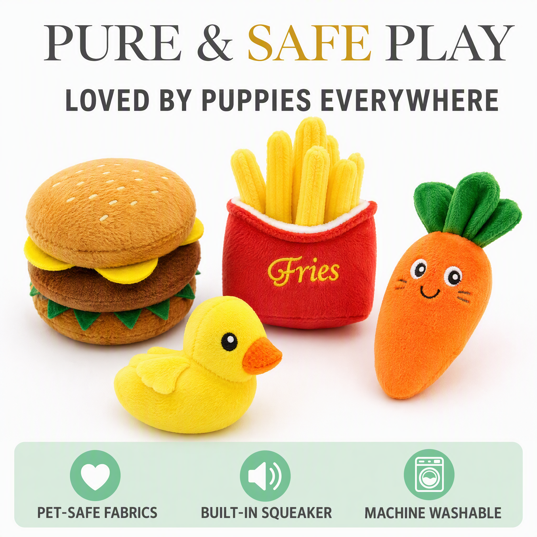 ROADREIGN Juguetes de peluche chirriantes para cachorros y perros pequeños: más de 100 estilos resistentes a las mordeduras: frutas, comida rápida y animales de pana con chirriadores incorporados, alivio de la dentición y cura del aburrimiento, 6