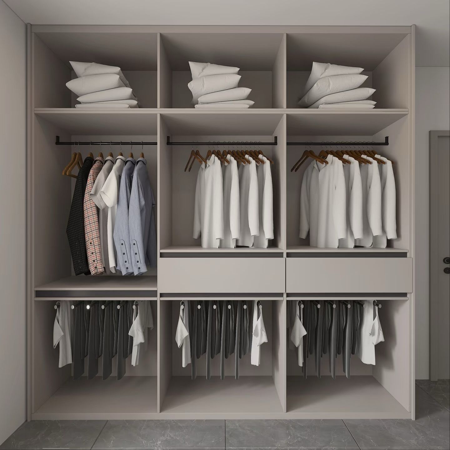 modern wardrobe with 2 drawers interior layout