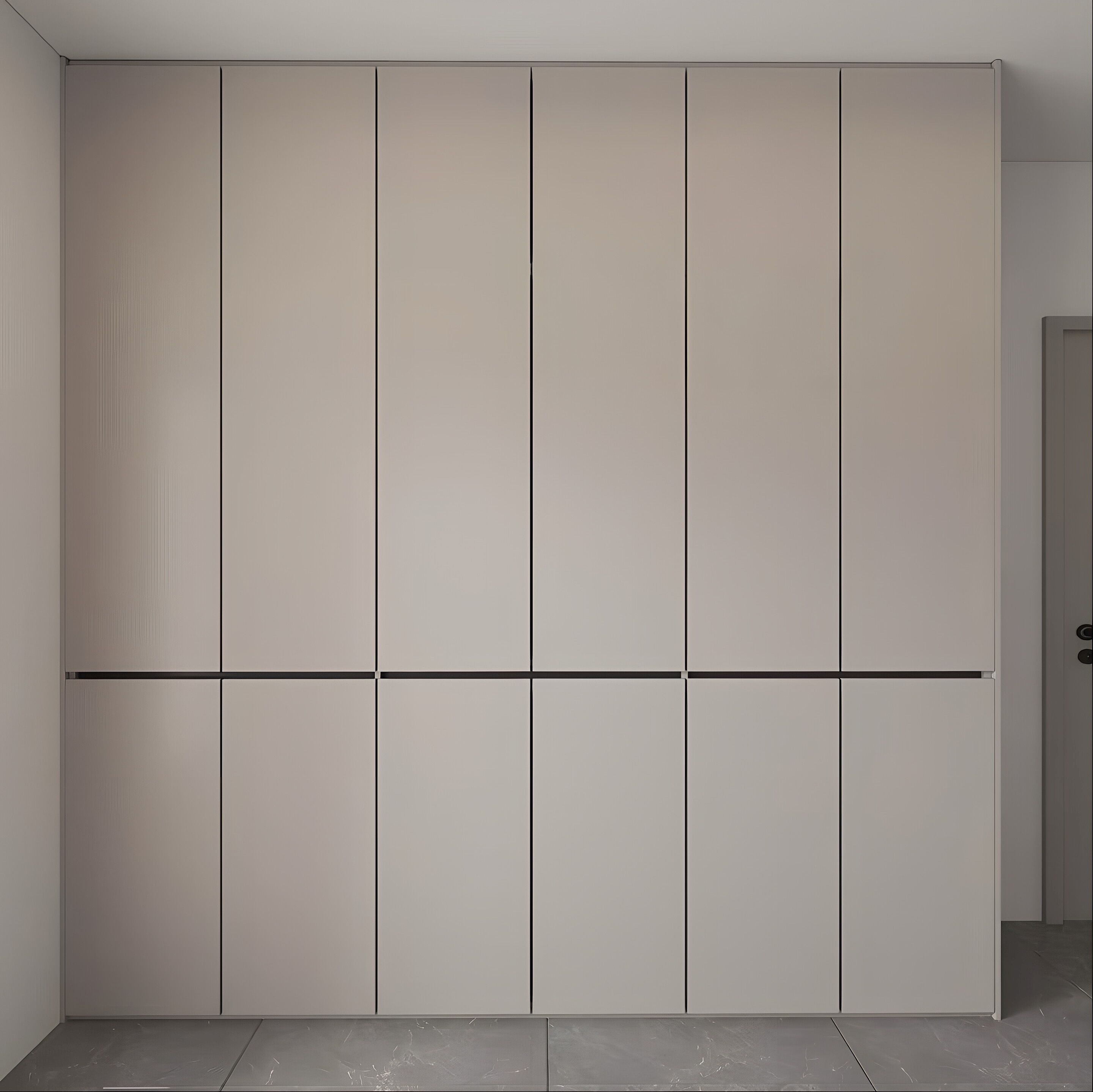 modern wardrobe with recessed grooved handle