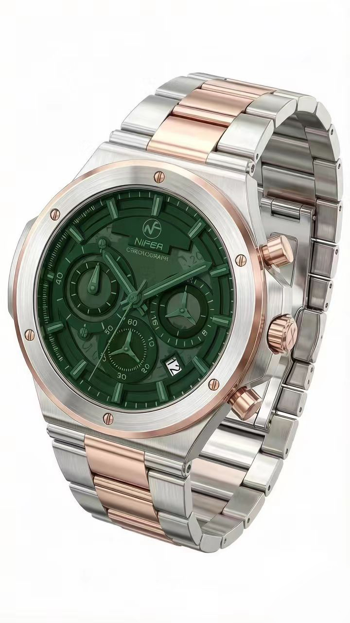 Nifer Montre-bracelet chronographe multifonction pour homme, à quartz, idéale pour le sport et les affaires 3