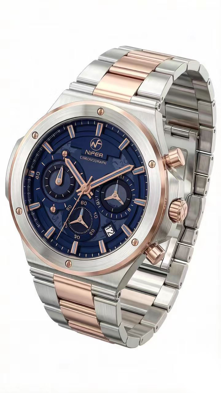Nifer Montre-bracelet chronographe multifonction pour homme, à quartz, idéale pour le sport et les affaires 4