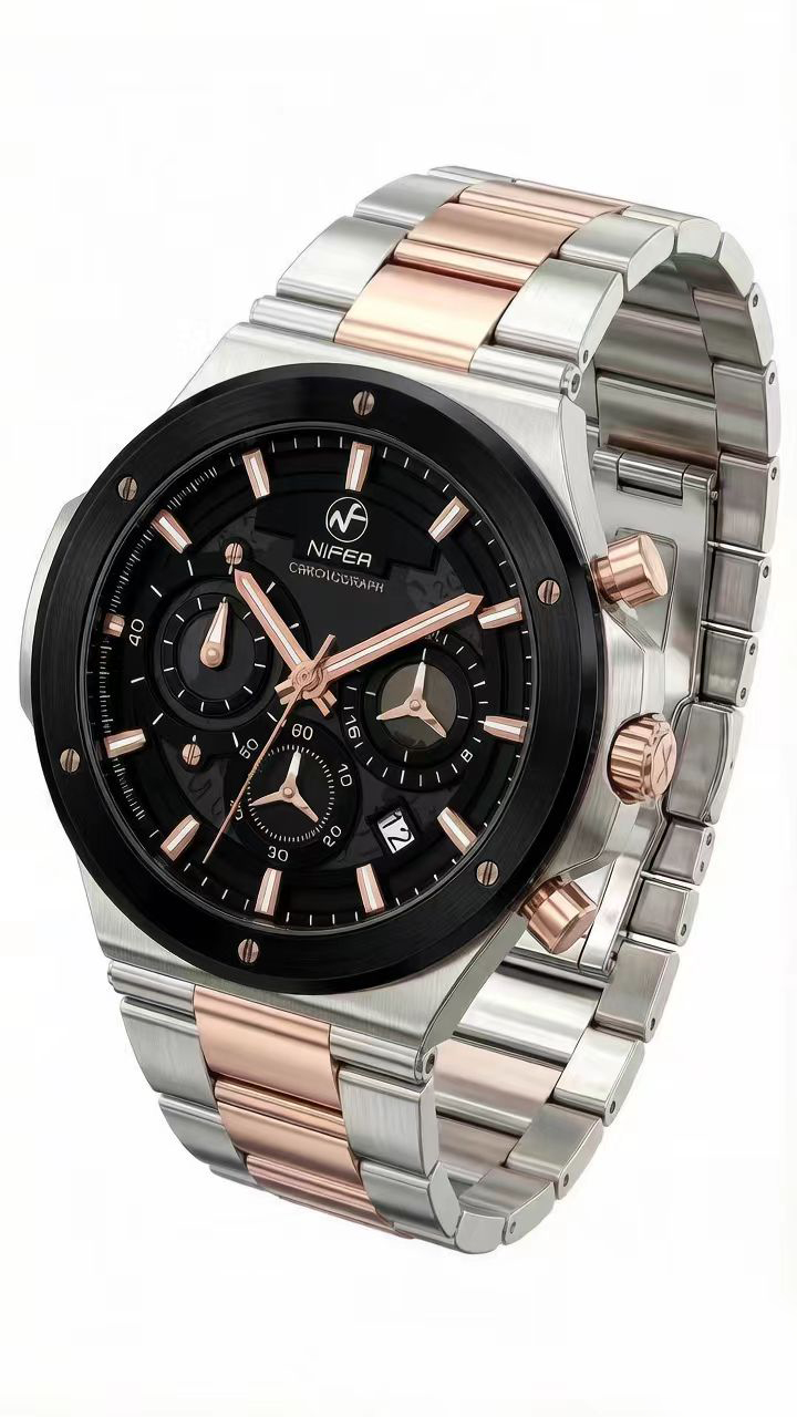 Nifer Montre-bracelet chronographe multifonction pour homme, à quartz, idéale pour le sport et les affaires 5