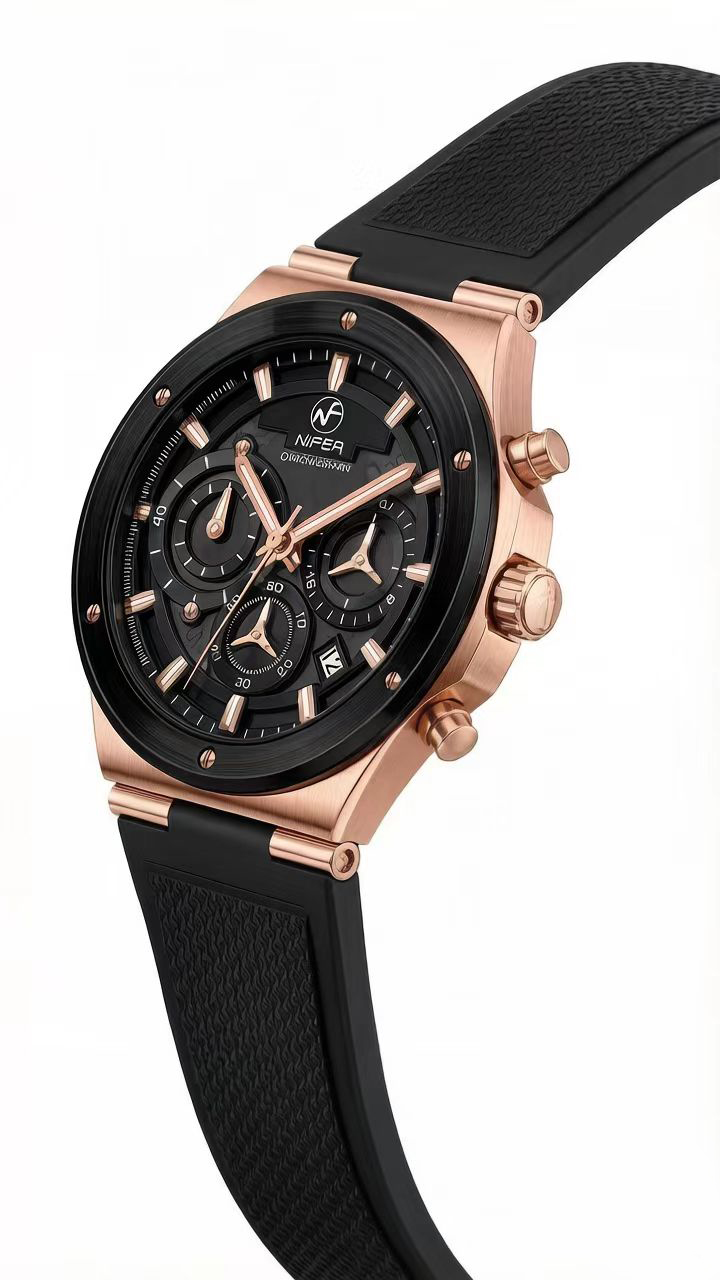 Nifer Montre-bracelet chronographe multifonction pour homme, à quartz, idéale pour le sport et les affaires 8
