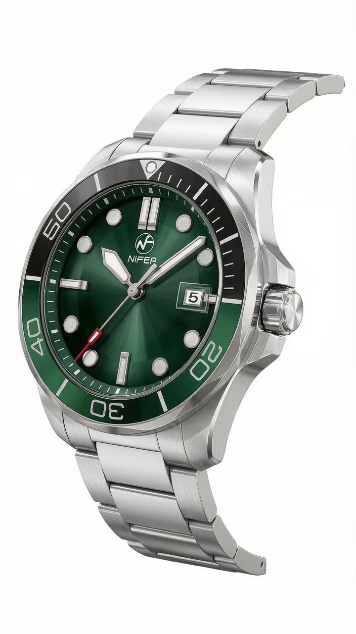 Orologio da polso sportivo da uomo Japan 2315 stile subacqueo al quarzo in acciaio inossidabile con lunetta girevole 4