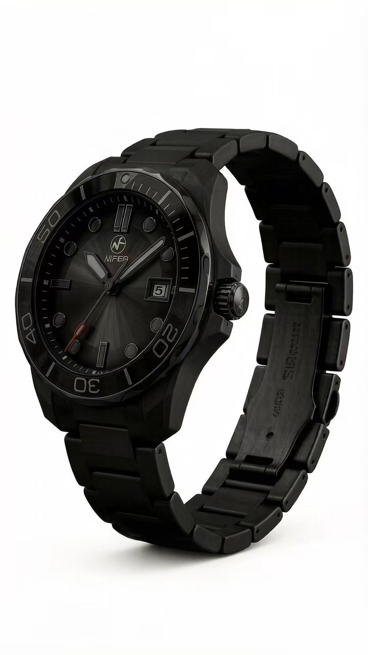 Orologio da polso sportivo da uomo Japan 2315 stile subacqueo al quarzo in acciaio inossidabile con lunetta girevole 9