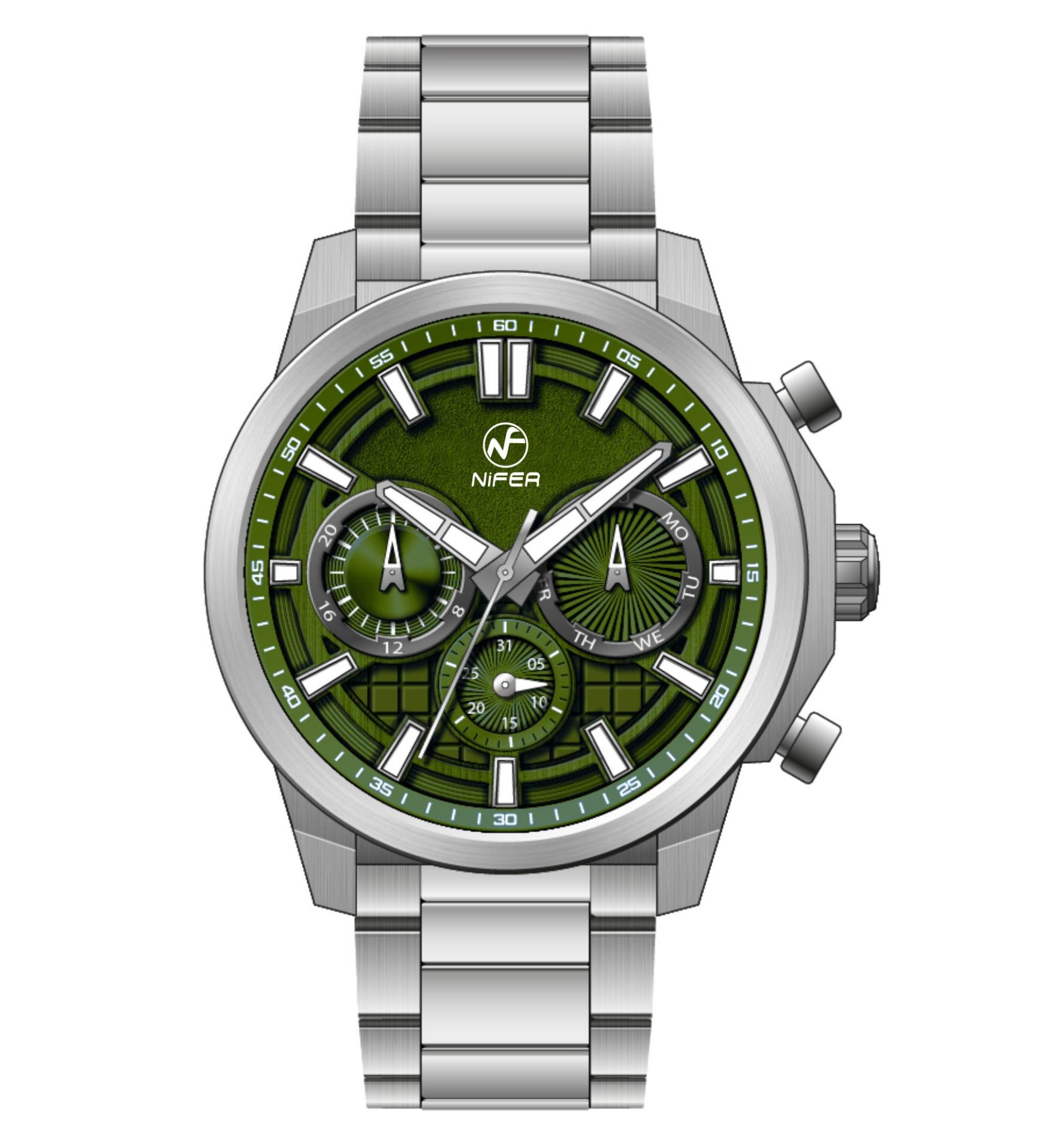 Herren-Chronograph-Sportuhr, wasserdicht, Edelstahl, Multifunktions-Armbanduhr 1