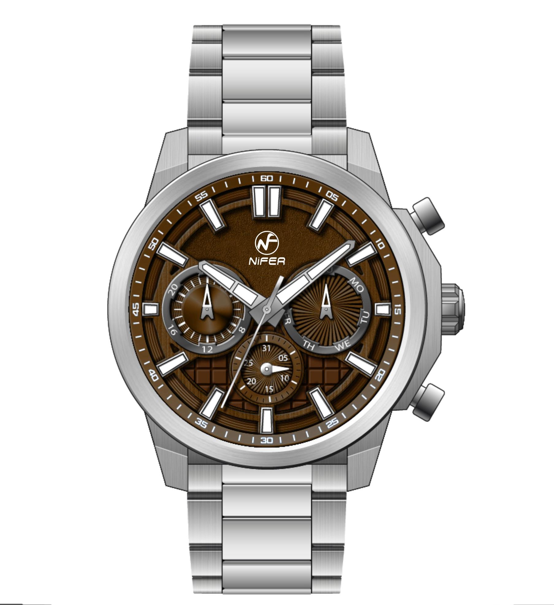 Herren-Chronograph-Sportuhr, wasserdicht, Edelstahl, Multifunktions-Armbanduhr 3