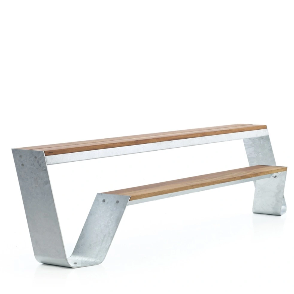 Outdoor Integrated Hotel Table Bench, Wood Steel Frame for Resort Patio Public Areas P-1005 1