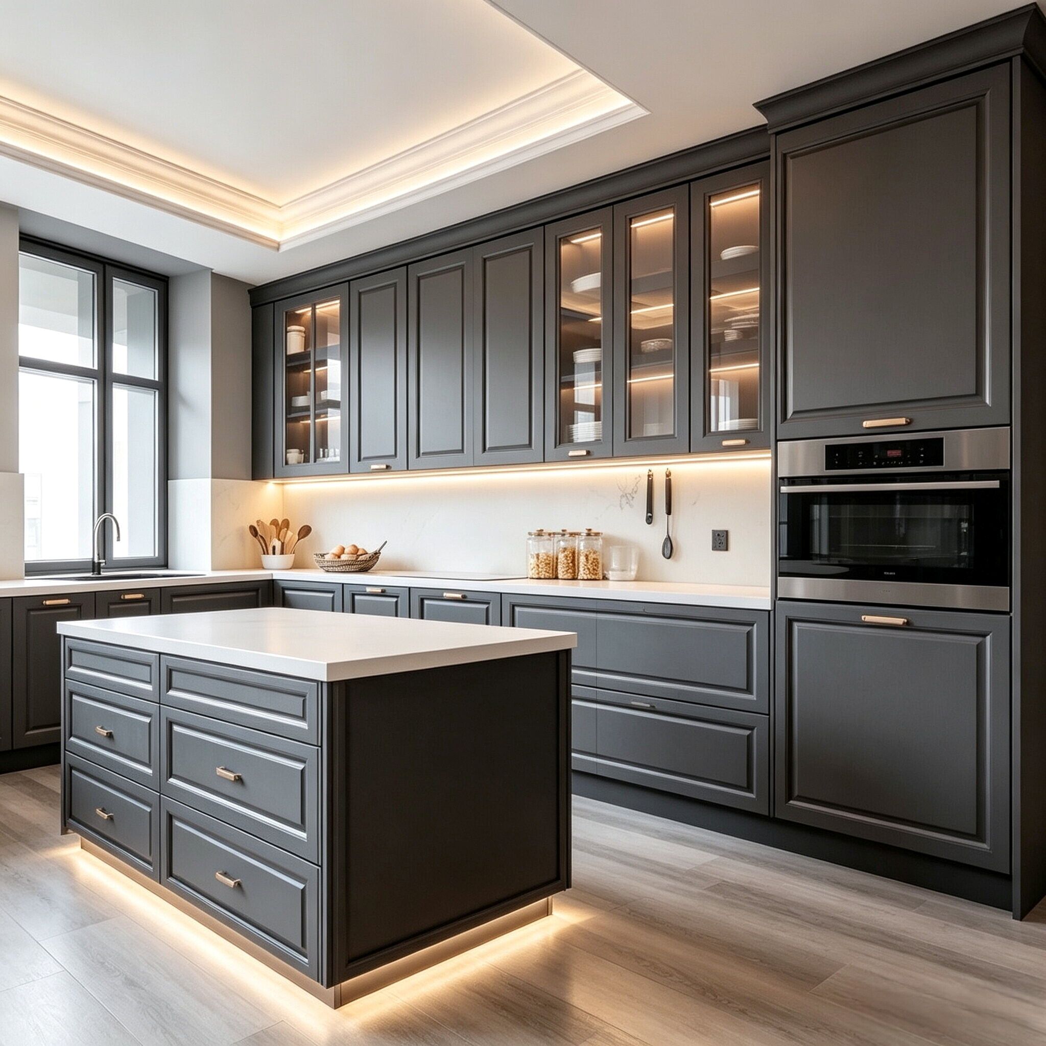 modern european matte black painted kitchen cabinet 