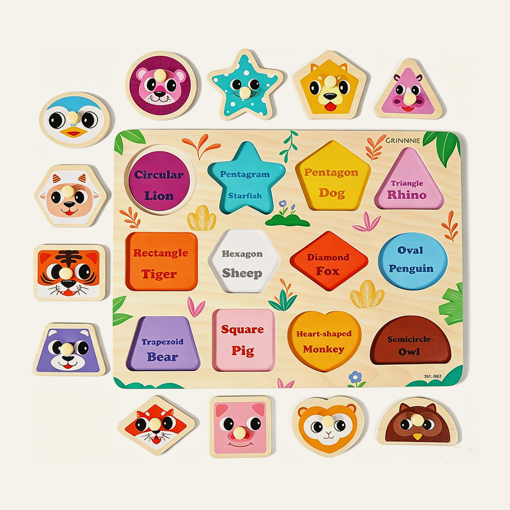 Puzzle Montessori in legno di faggio con pioli, giocattolo educativo per bambini piccoli che stimola la motricità fine, fornitore all'ingrosso. 1
