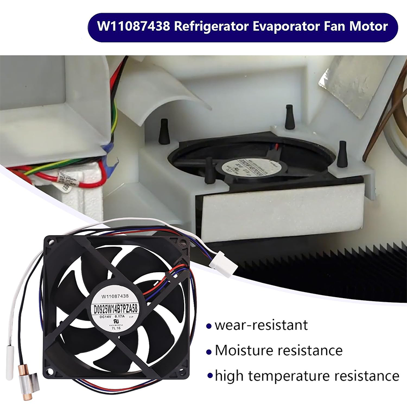 W11087438 Refrigerator Evaporator Fan Motor Assembly Compatible with Whirlpool KitchenAid Maytag Replaces W10799016 W10727641 4