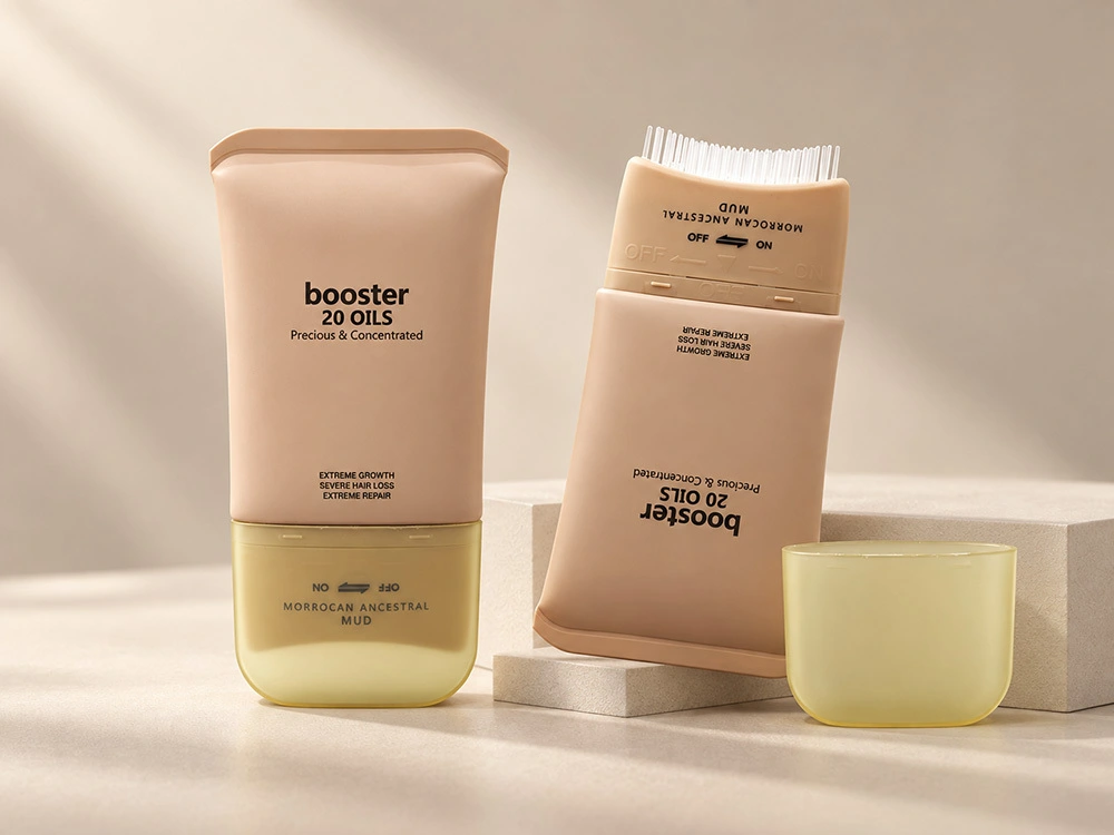 Tubo plano de PE para el cuidado del cabello con aplicador de peine masajeador de 100 ml. 1