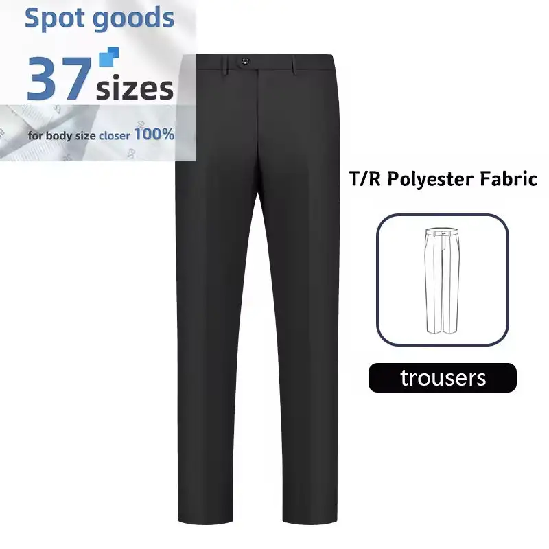 MK1001 Pantalon de costume noir pour homme, coupe formelle, en polyester TR, fabriqué en Chine par un fabricant OEM. 1