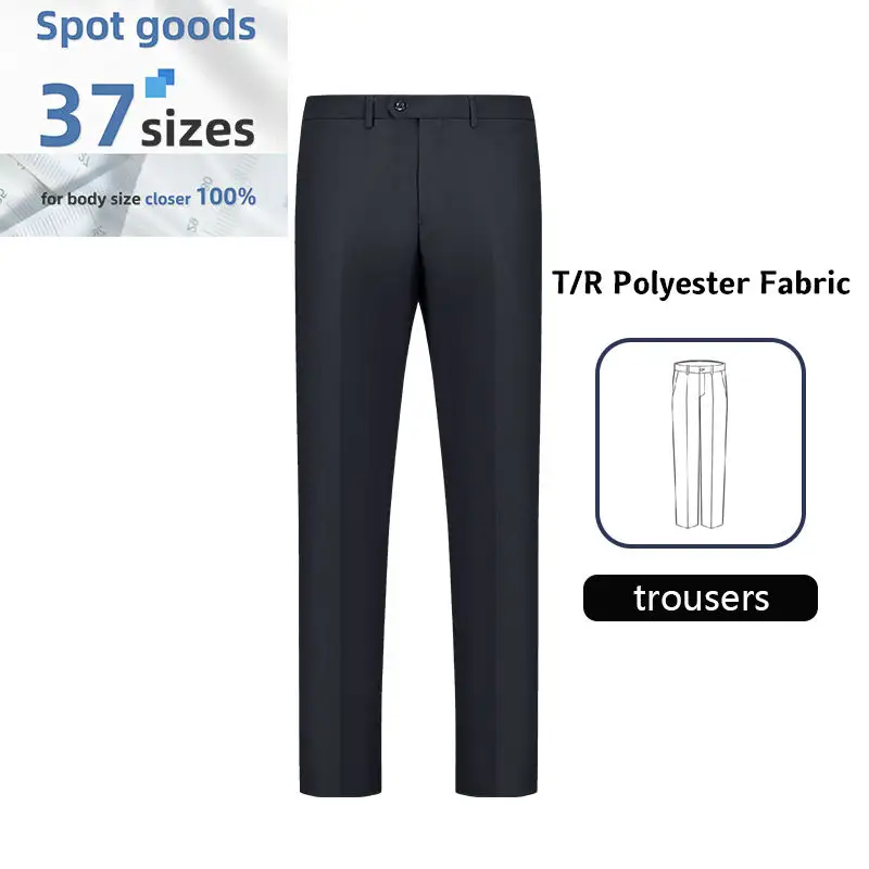 MK1002 Fabricante de trajes de China Pantalones de traje azul marino oscuro para hombre Pantalones de traje formales de negocios T/R 1
