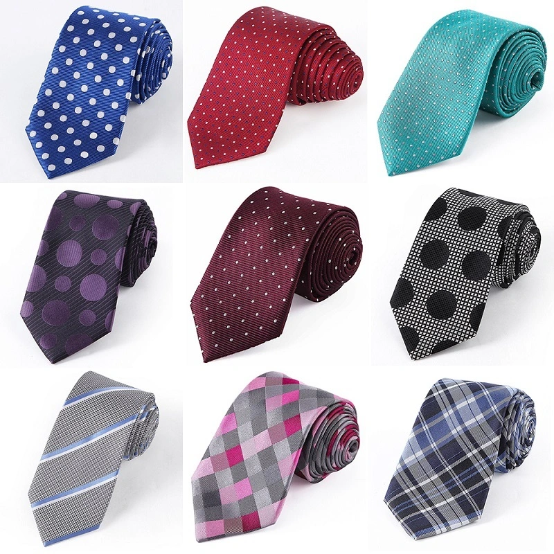 FST-01 Silk 7.5cm Width Dot Stripe Handmade Elegant Woven&Digital Printing Custom Men's Neck Tie 1