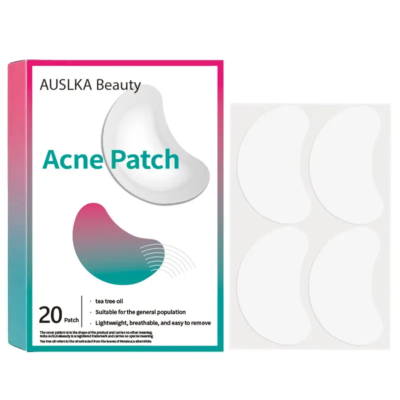 AUSLKA Beauty Crescent Invisible Acne Patches, Large Curved Hydrocolloid Pimple Patches with Tea Tree Oil, 20 Counts 1
