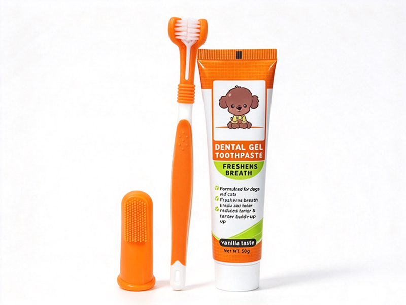 Custom Pet Oral Care Set: Triple-Head Toothbrush + Vanilla/Beef Toothpaste, with Logo, Packaging & Flavor Customization 1